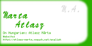marta atlasz business card